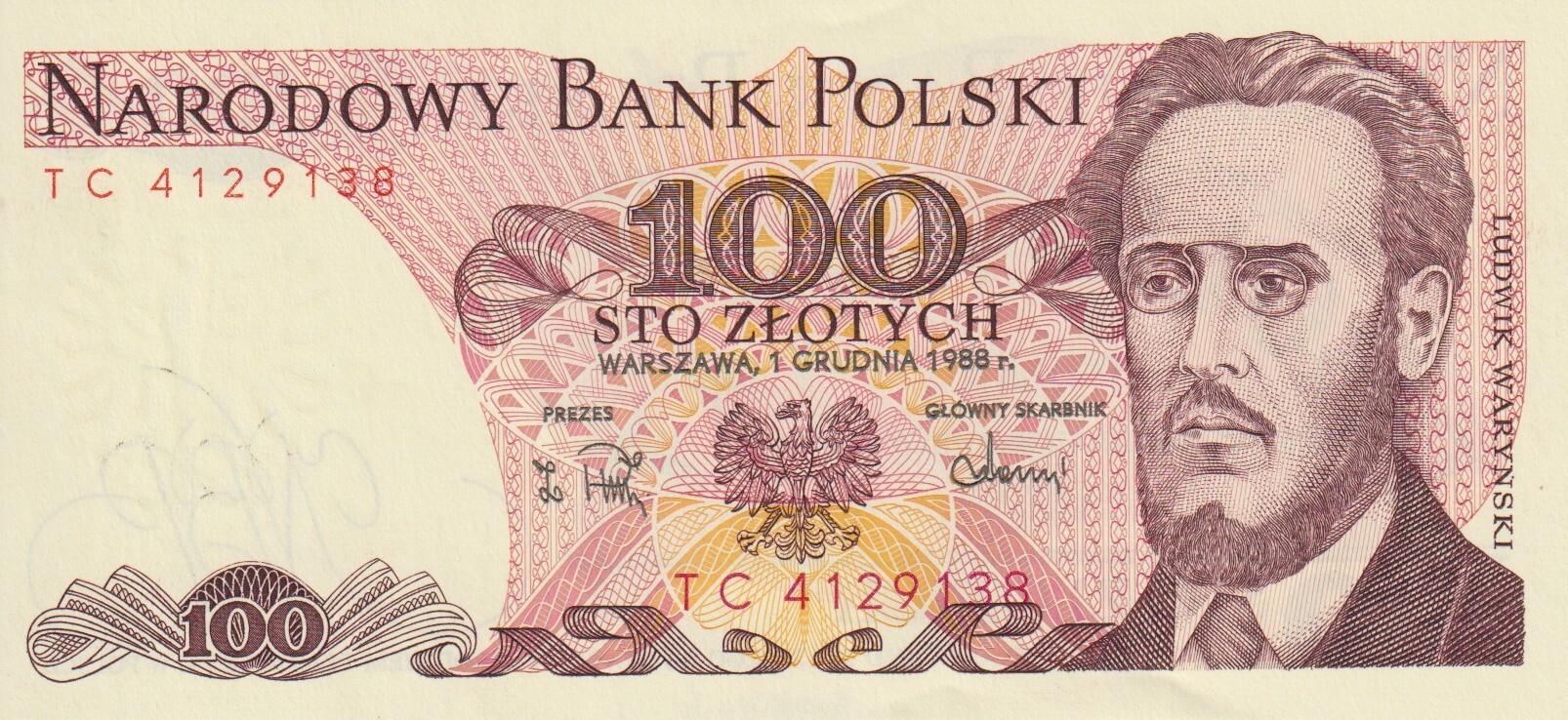 100 zł z 1988 r. 100 zł z 1988 r.